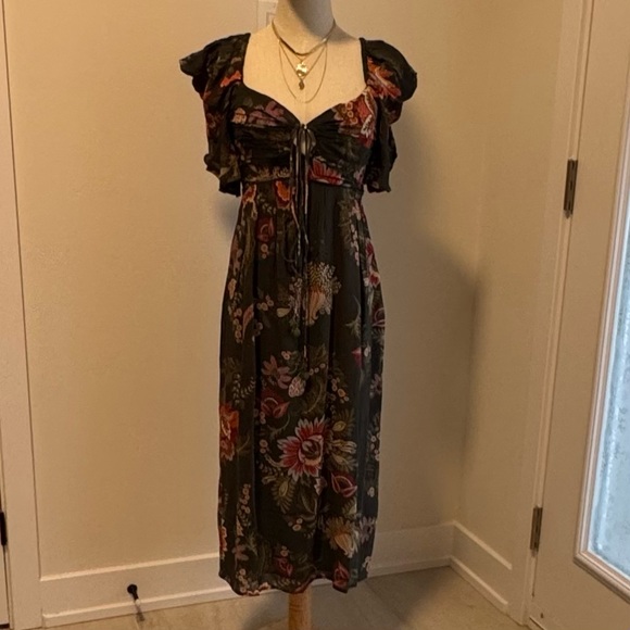 FARM Rio x Anthropologie Floral Midi Dress XS NWT Puff Sleeve Boho - Picture 5 of 12